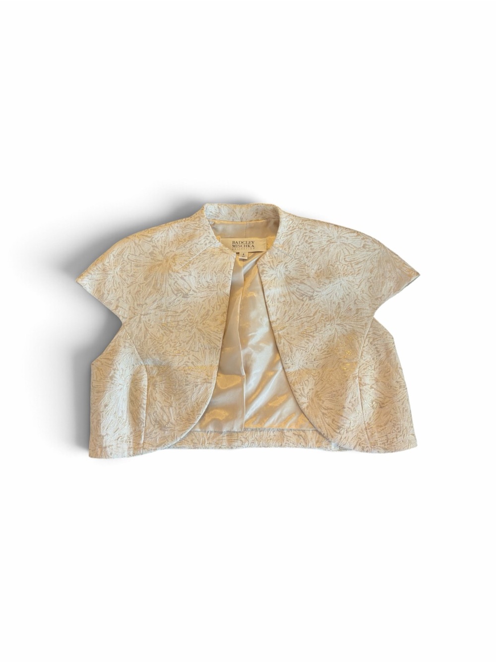 Badgley Mischka Gold & Cream Brocade Bolero Jacket